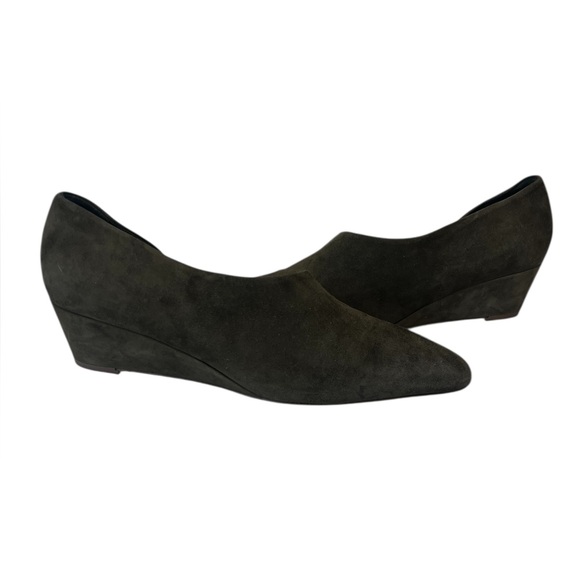 Vince New Barolo Olive Green Suede Wedge Heels Size 10 - Picture 2 of 8